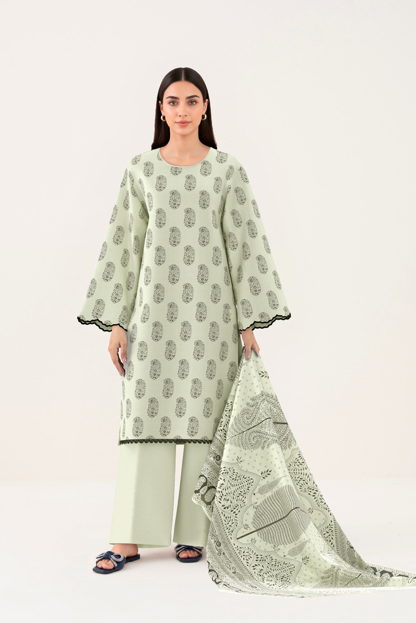 Mint Green Printed Lawn 3 Piece Suit (Sapphire)