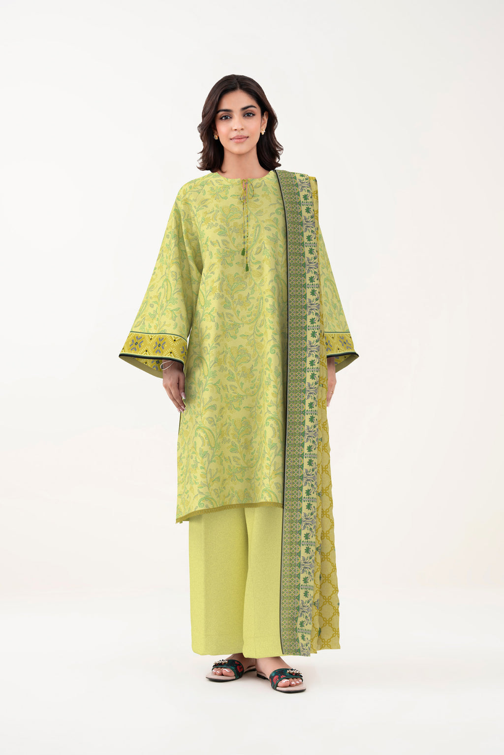 Lime Green Printed Lawn 3 Piece Suit (Sapphire)