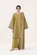 Olive Green Floral Printed Lawn 3 Piece Suit (Sapphire)